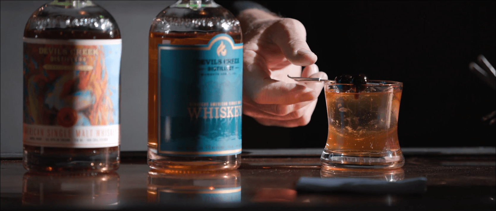A pour of Devils Creek whiskey